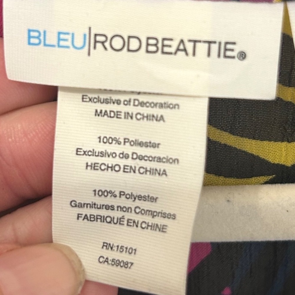 Bleu Rod Beattie Tropical Caftan Swim Cover-Up Batwing Sleeve Multicolor 2X Plus - Picture 2 of 3